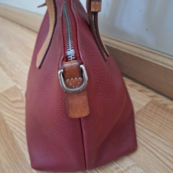 Dooney & Bourke  Vintage Red  Burgundy Pebble Leather Satchel Purse - Picture 8 of 10